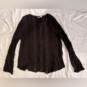 Black Gap Lace and Gauze Blouse Size Large